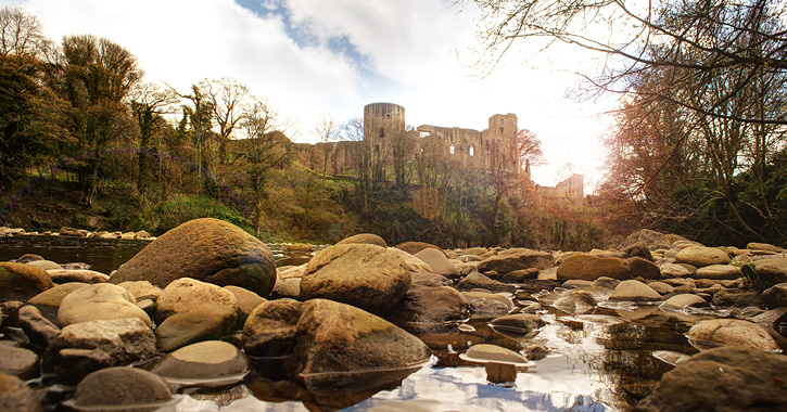 ruins of Barnard Castle overlooking the River Tees